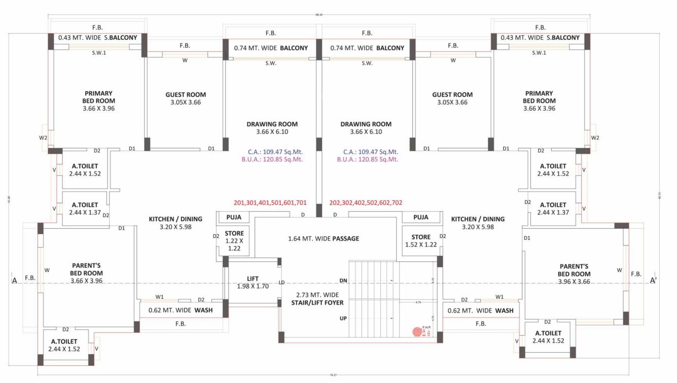 flora heights Tower A Cluster Plan from 2nd to 7th Floor