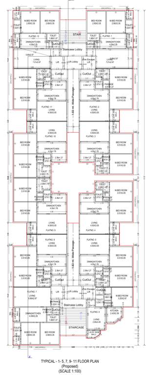  sky height building c & d C D Wing Cluster Plan from 1st to 11th Floor