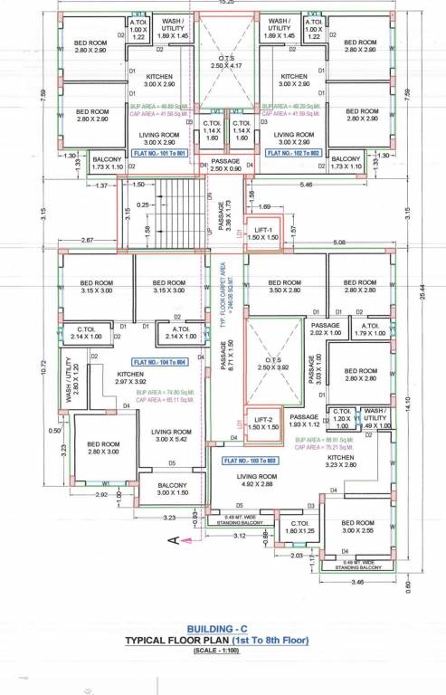  devji park b & c Tower C Cluster Plan from 1st to 8th Floor
