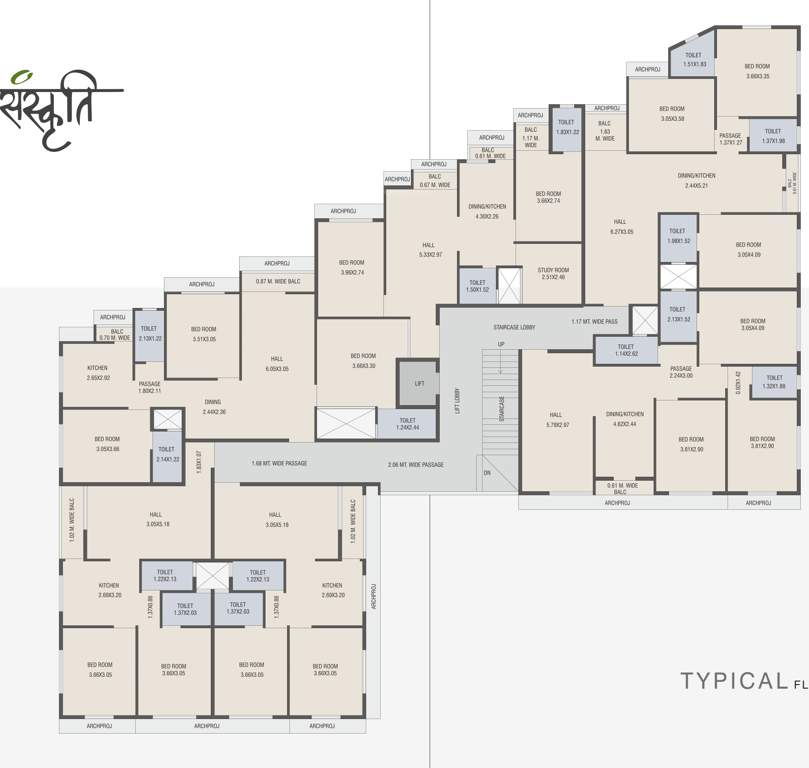  sanskruti Building A Cluster Plan from 1st to 5th Floor