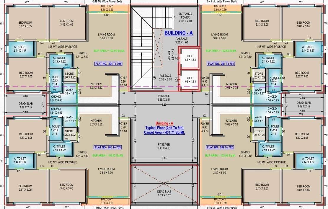 sanskruti elite Block A Cluster Plan from 2nd to 8th Floor