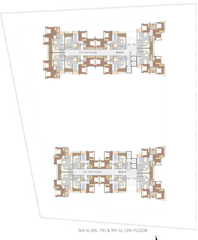 pinnacle Tower A, B Cluster Plan For 3rd,5th,7th,9th,12th Floor