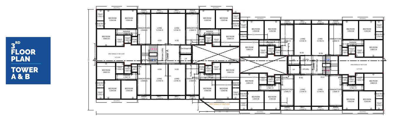  sapphire avenue Tower A, B Cluster Plan for 3rd Floor