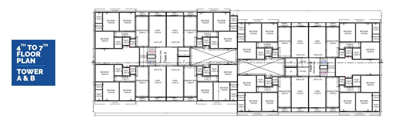  sapphire avenue Tower A, B Cluster Plan from 4th to 7th Floor