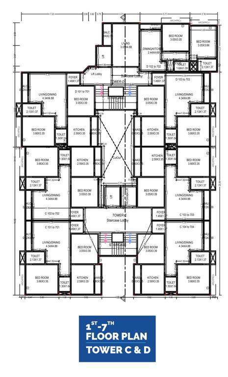  sapphire avenue Tower C,D Cluster Plan from 1st to 7th Floor