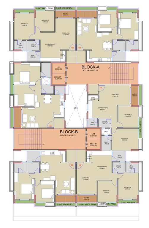  paarijat pransh Block B Cluster Plan from 2nd to 6th Floor