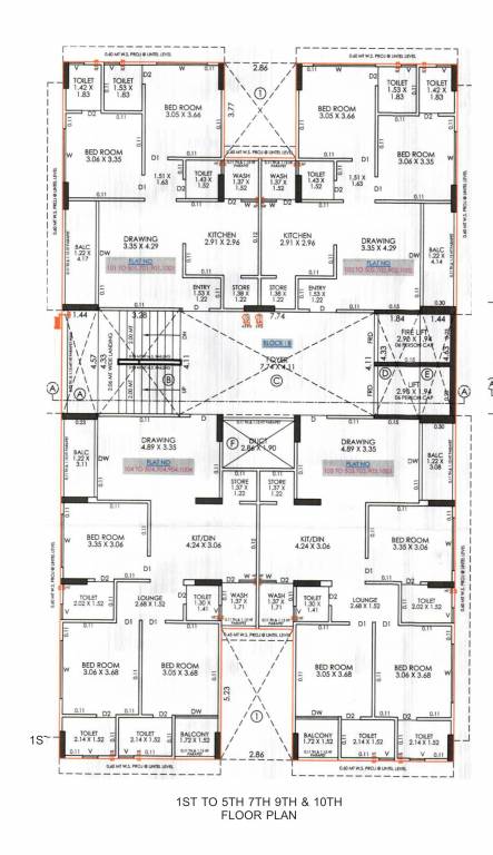  al hamd pacific Tower B Cluster Plan from 1st to 10th Floor