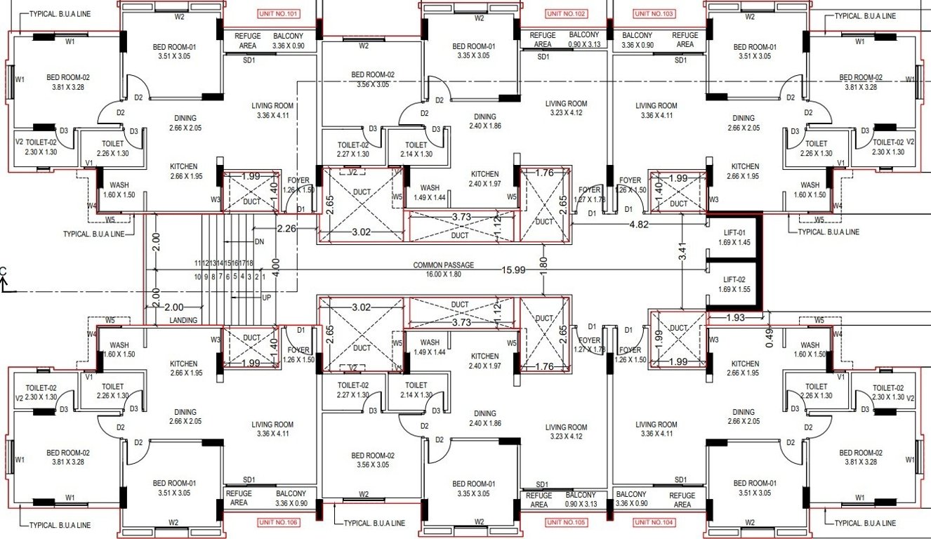  pratham riviera phase 6 Tower E Cluster Plan from 1st to 12th Floor