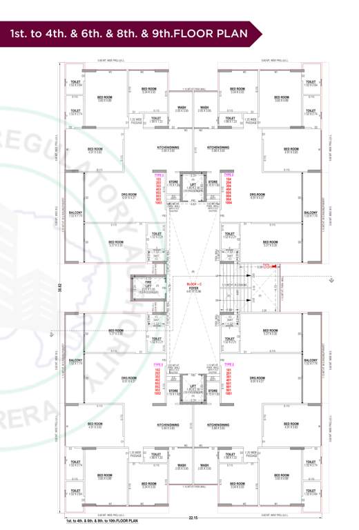  hilltown heaven Tower A Cluster Plan from 1st to 9th Floor