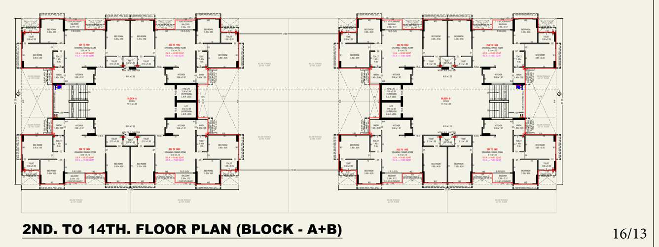 one fifty one One Fifty One Block A& B Cluster Plan from 2nd to 14th Floor