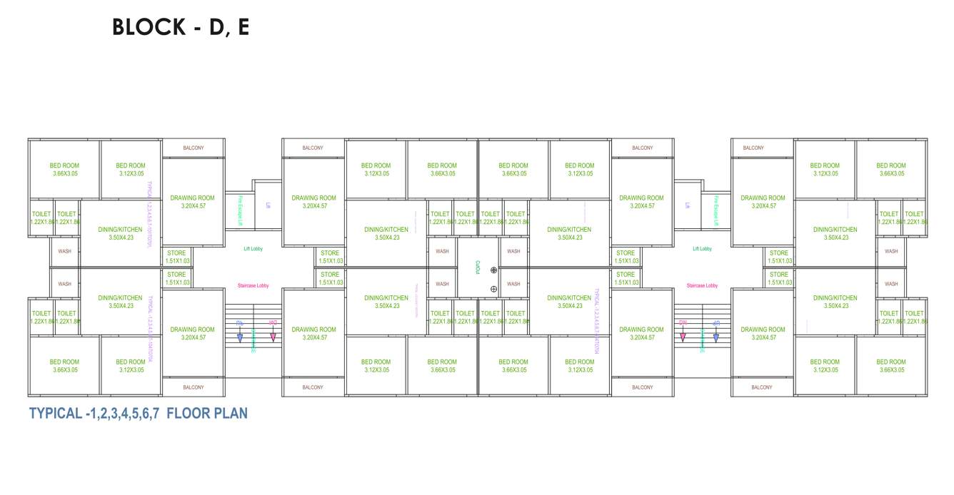 shubh heights Shubh Heights Block D Cluster Plan from 1st to 7th Floor