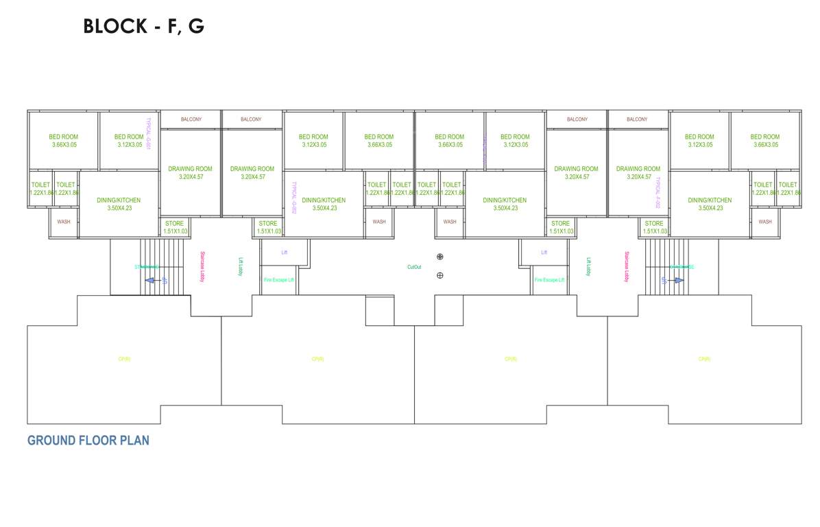 shubh heights Shubh Heights Block F Cluster Plan from 1st to 7th Floor