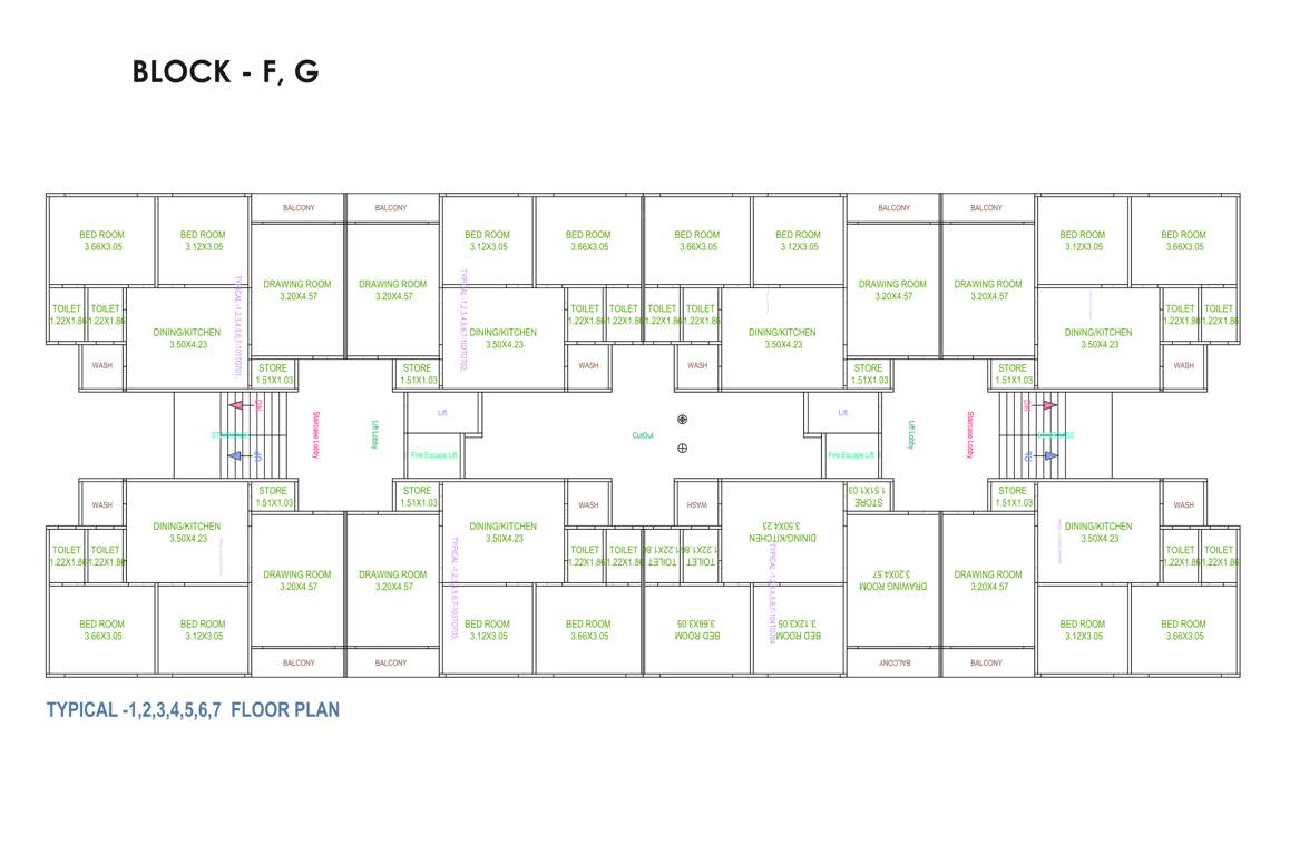 shubh heights Shubh Heights Block F Cluster Plan from 1st to 7th Floor