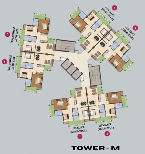  le-garden-phase-3-tower-k-l-m-&-n TOWER M Cluster Plan from 1st to 25th Floor