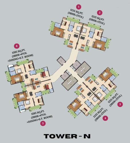 le-garden-phase-3-tower-k-l-m-&-n TOWER N Cluster Plan from 1st to 25th Floor