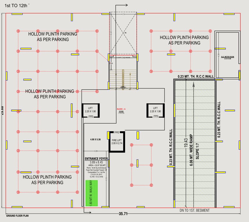  shyamvan Tower A Cluster Plan from 1st to 12th Floor