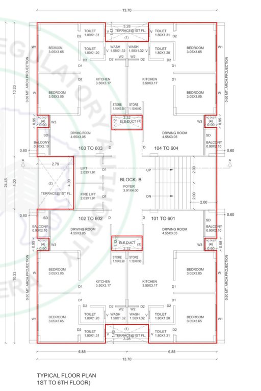  river 49 Tower A Cluster Plan from 1st to 6th Floor