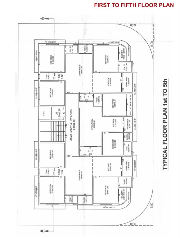  sumukh residency Block 1 Cluster Plan from 1st to 5th Floor