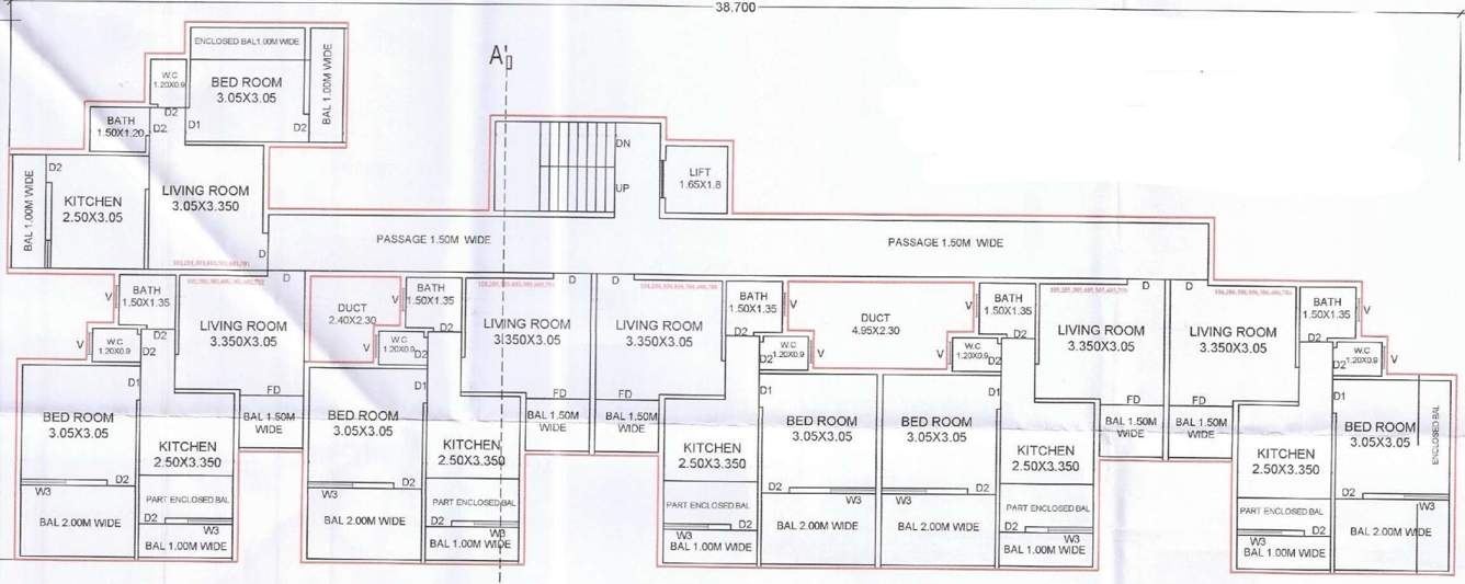 sai residency apartments A 1 Flat Building Cluster Plan from 1st to 7th Floor