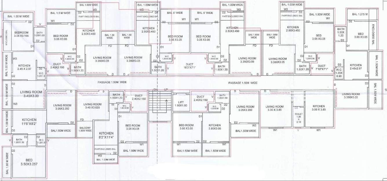  sai residency apartments A 2 Flat Building Cluster Plan from 1st to 7th Floor