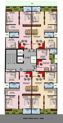 Apartments Cluster Plan from 1st to 6th Floor apartments Apartments Cluster Plan from 1st to 6th Floor