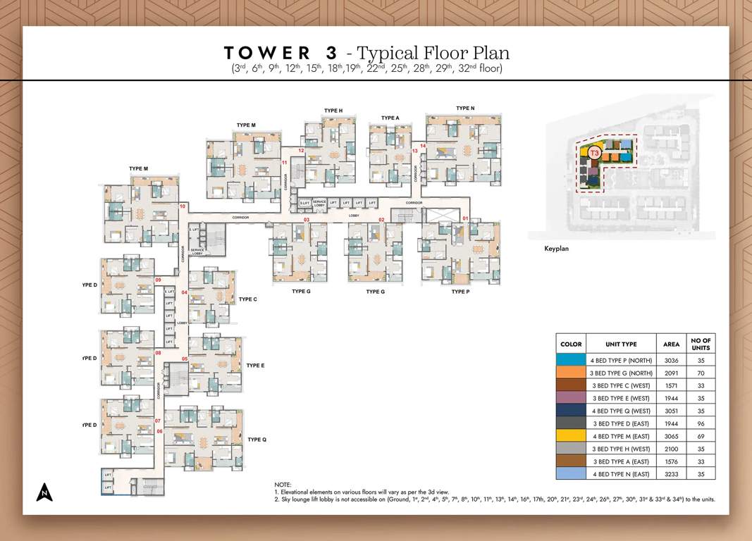  spring heights Cluster Plan from 3rd to 34th Floor