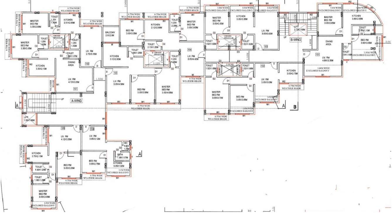 sahjeevan sahakari gruhnirman sanstha ltd Cluster Plan from 1st to 4th Floor