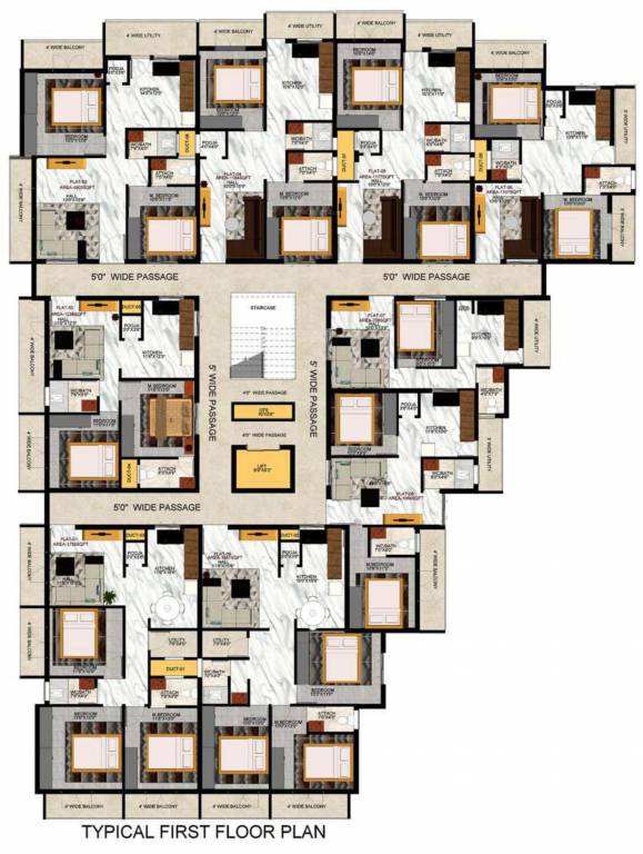  residency Chirayu Residency Cluster Plan from 1st to 5th Floor