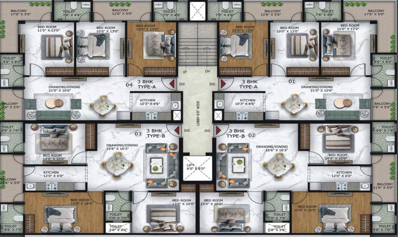 sv heights the ultima 107 SV Heights The Ultima 107 Cluster Plan from 1st to 4th Floor