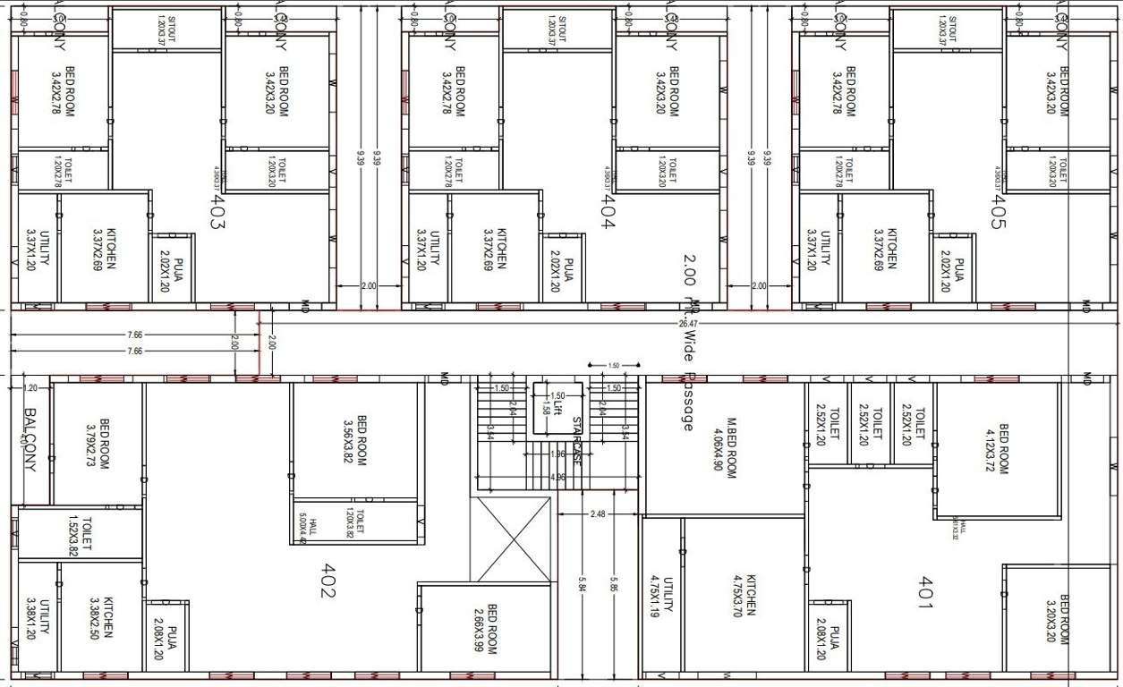  gokul towers Cluster Plan from 1st to 4th Floor