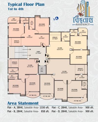  biswanath-residency Biswanath Residency Cluster Plan from 1st to 4th Floor