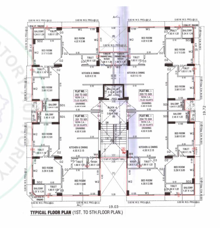  anirdesh apartment A Cluster Plan from 1st to 5th Floor