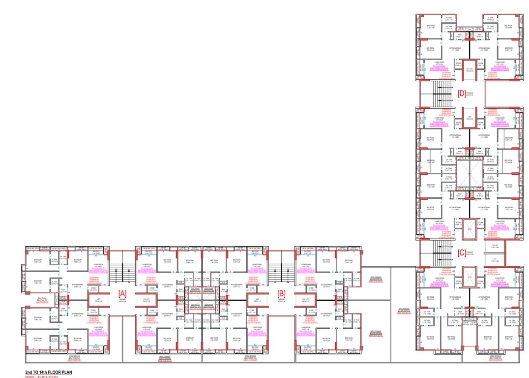 sahjanand empire Tower D Cluster Plan from 2nd to 14th Floor