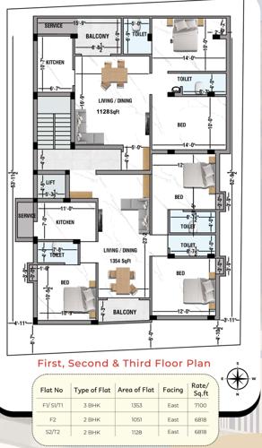  santhosh-flats Santhosh Flats Cluster Plan from 1st to 3rd Floor