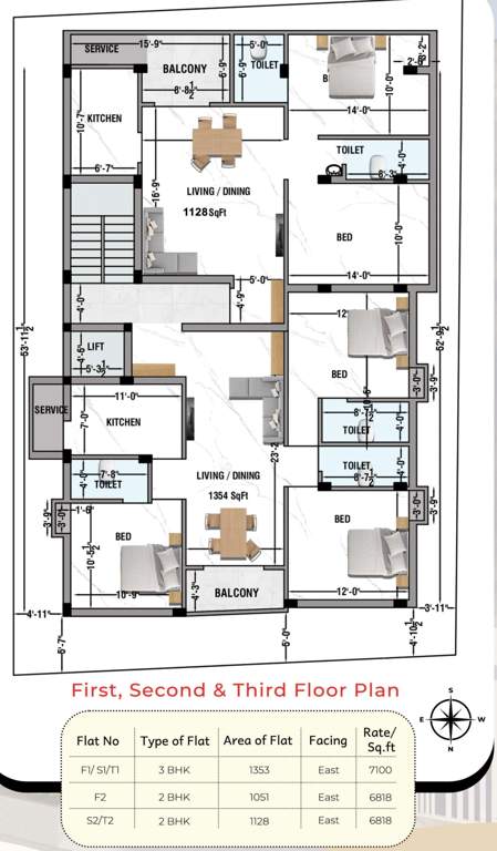  santhosh flats Santhosh Flats Cluster Plan from 1st to 3rd Floor
