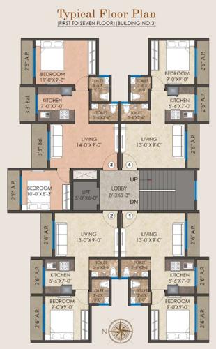  park-building-no-3 Sector 1 Building No 3 -rajani Hills Cluster Plan from 1st To 7th Floor