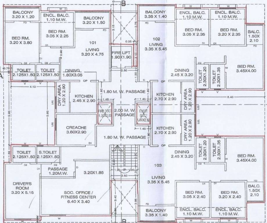  palaash enlite Wing B Cluster Plan 1st Floor