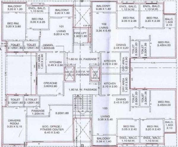  palaash-enlite Wing B Cluster Plan from 2nd to 7th Floor