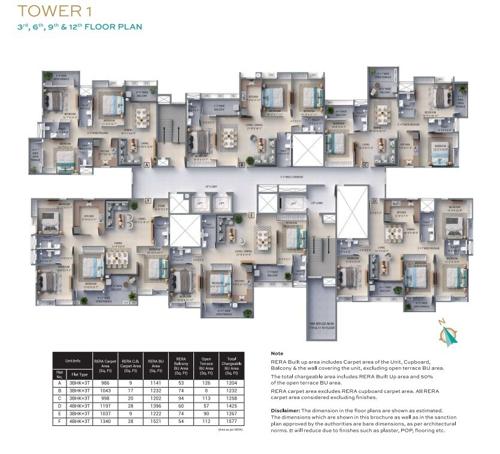  f-residences-merlin-phase-ii Tower 1 Cluster Plan for 3, 6, 9 And 12 Floor