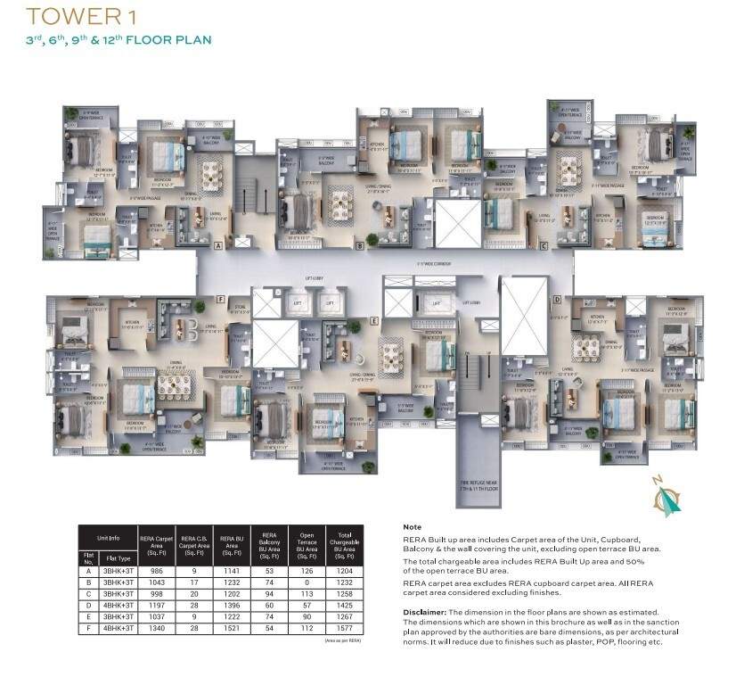  f residences merlin phase ii Tower 1 Cluster Plan for 3, 6, 9 And 12 Floor