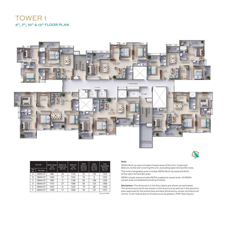  f residences merlin phase ii Tower 1 Cluster Plan for 4, 7, 10 And 13 Floor