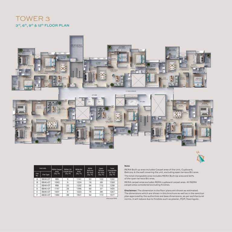  f residences merlin phase ii Tower 3 Cluster Plan for 3, 6, 9 And 12 Floor
