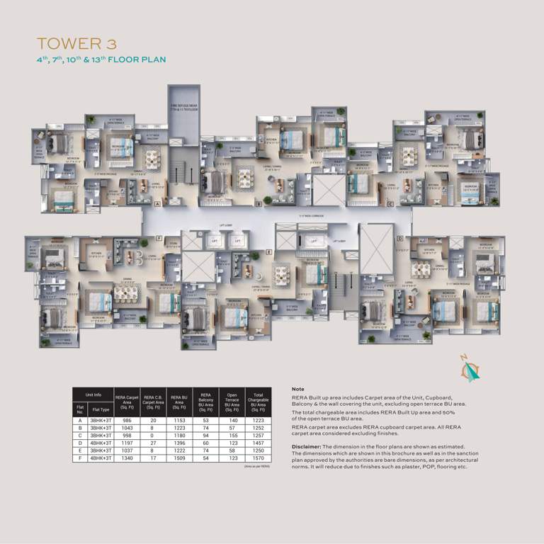  f residences merlin phase ii Tower 3 Cluster Plan for 4, 7, 10 And 13 Floor