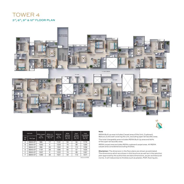  f residences merlin phase ii Tower 4 Cluster Plan for 3, 6, 9 And 12 Floor