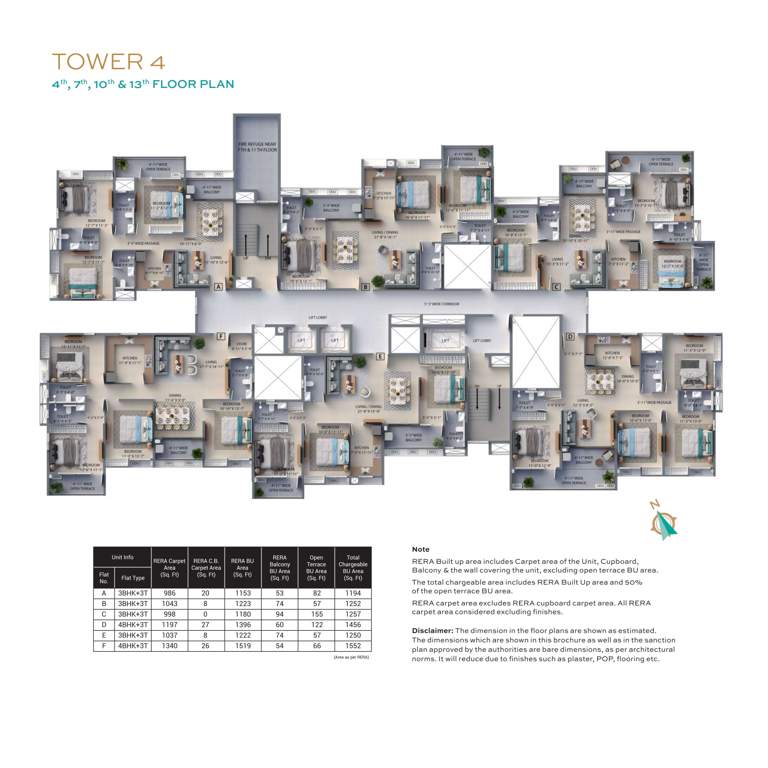  f residences merlin phase ii Tower 4 Cluster Plan for 4, 7, 10 And 13 Floor