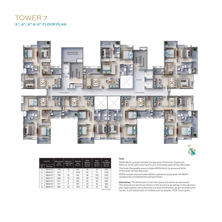  f residences merlin phase ii Tower 7 Cluster Plan for 3, 6, 9 And 12 Floor