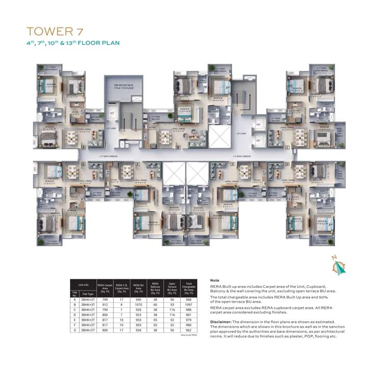  f residences merlin phase ii Tower 7 Cluster Plan for 4, 7, 10 And 13 Floor
