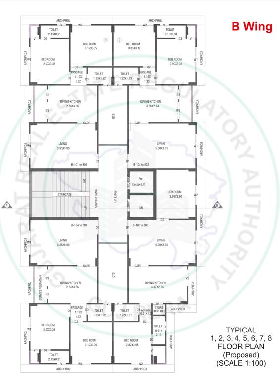  vraj vatika heights B Cluster Plan from 1st to 8th Floor