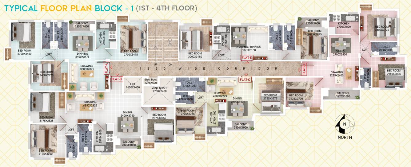  paradise peony Block 1 Typical Cluster Plan