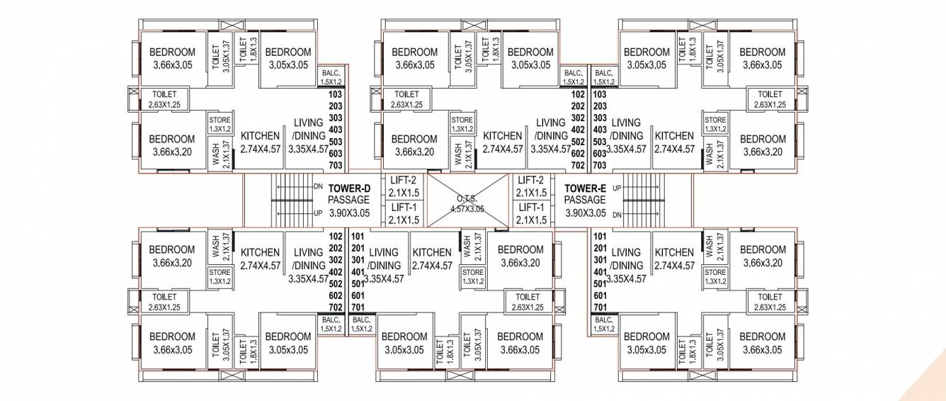 karma heights Block E+F Cluster Plan from 1st to 7th Floor